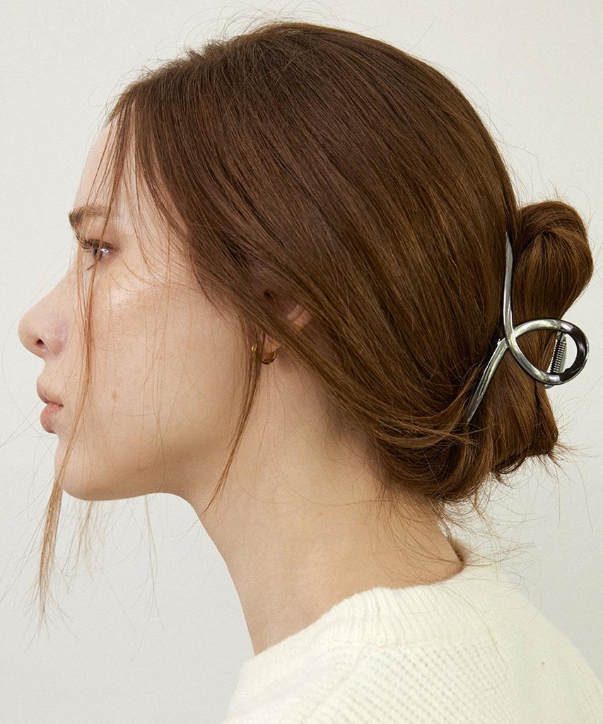 S'Secondo Simple Metal Twist Hair Clip_Metal Grey