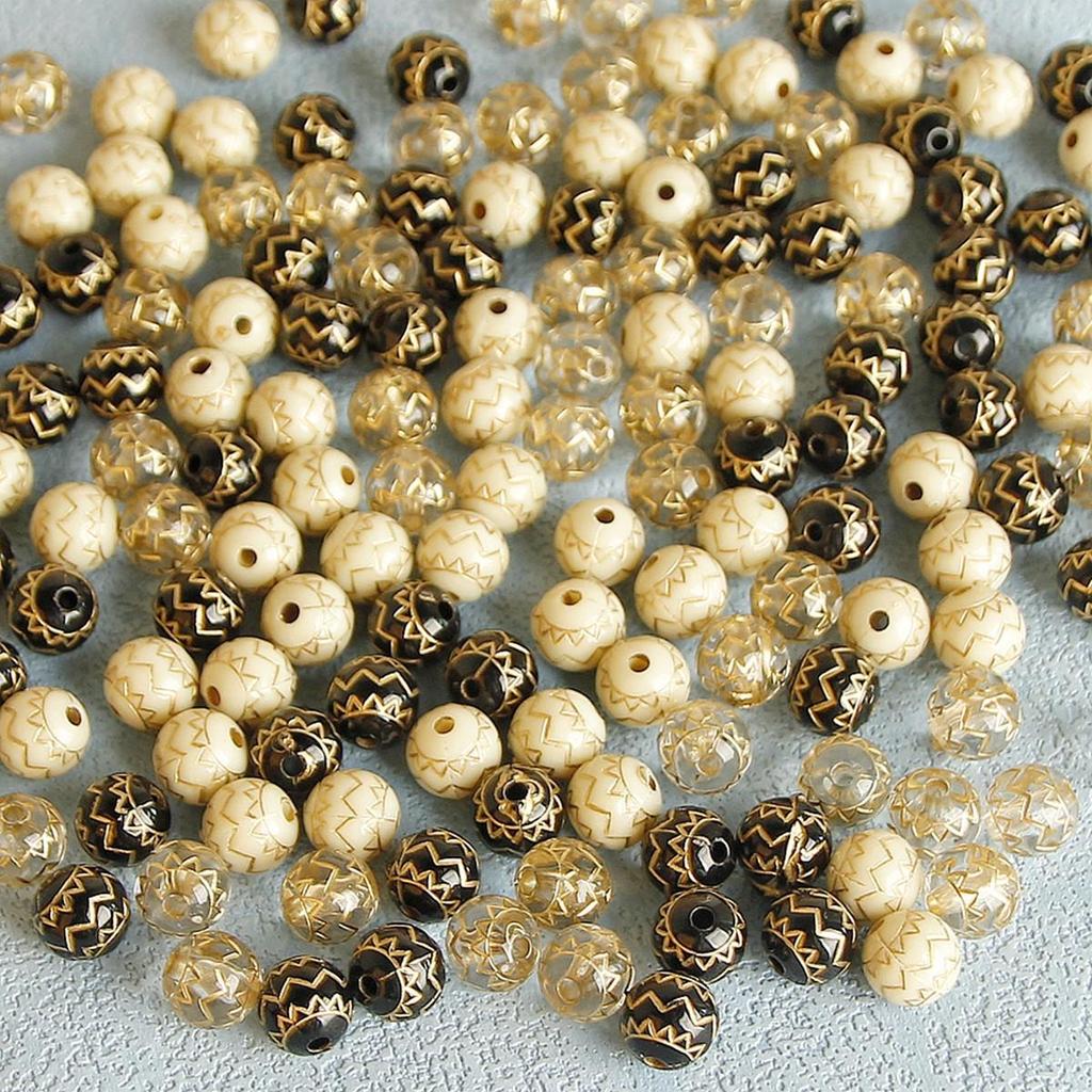 Retro 02 Gilded Beads: Transparent White Beading for DIY Jewelry & Accessories