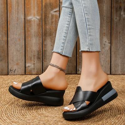 Mode Mode Sommer Damen Sandalen Luxus Keile Hausschuhe Schwarz Plateau Schuhe für Damen Schuhe Zapatos De Mujer