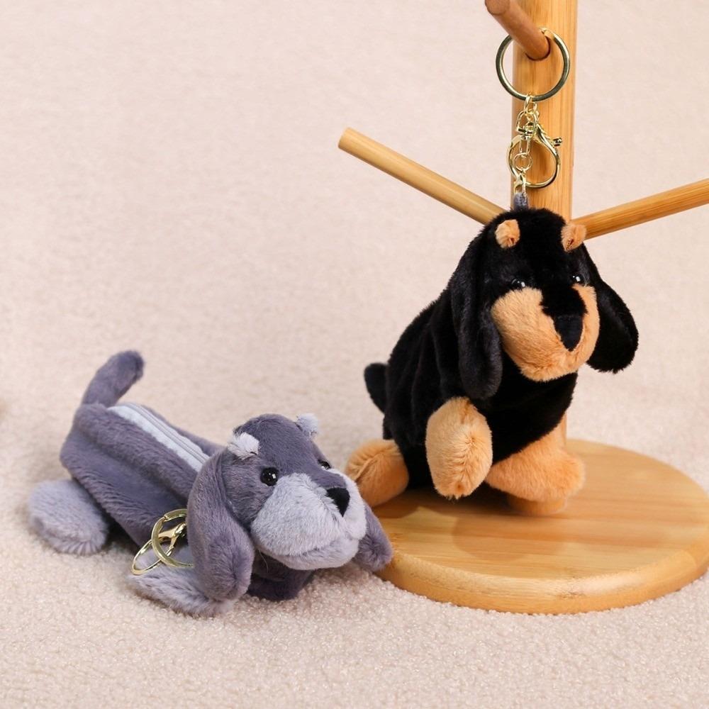 Solid Color Dog Plush Coin Purse Large-capacity Stationery Storage Bag School Supplies