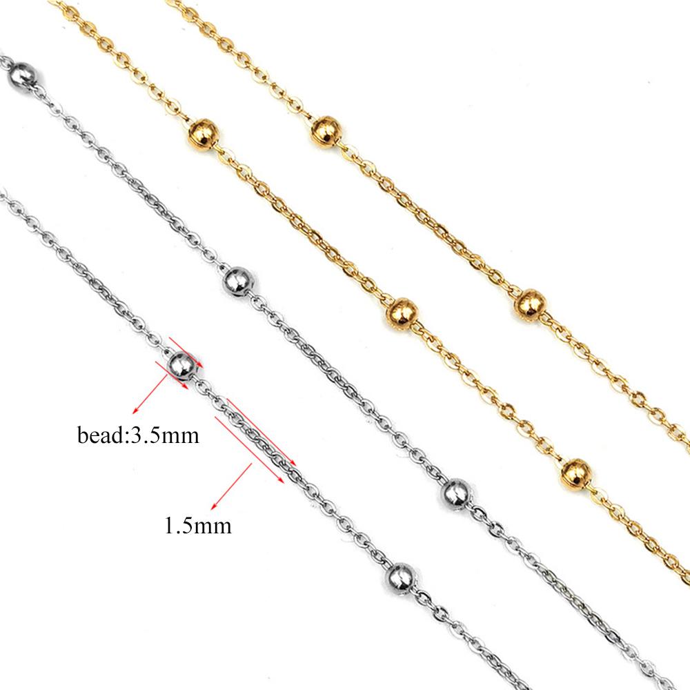 Wholesale 10pcs/lot Width 1.5mm Tiny beaded Chain Stainless Steel Link Chain for Necklaces Bracelets Foot Jewelry
