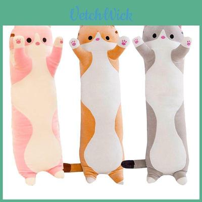 Gemütliches langes Katzen-Stofftier, weiche Kuschelpuppe, ideal als Geschenk für Kinder und für die Heimdekoration