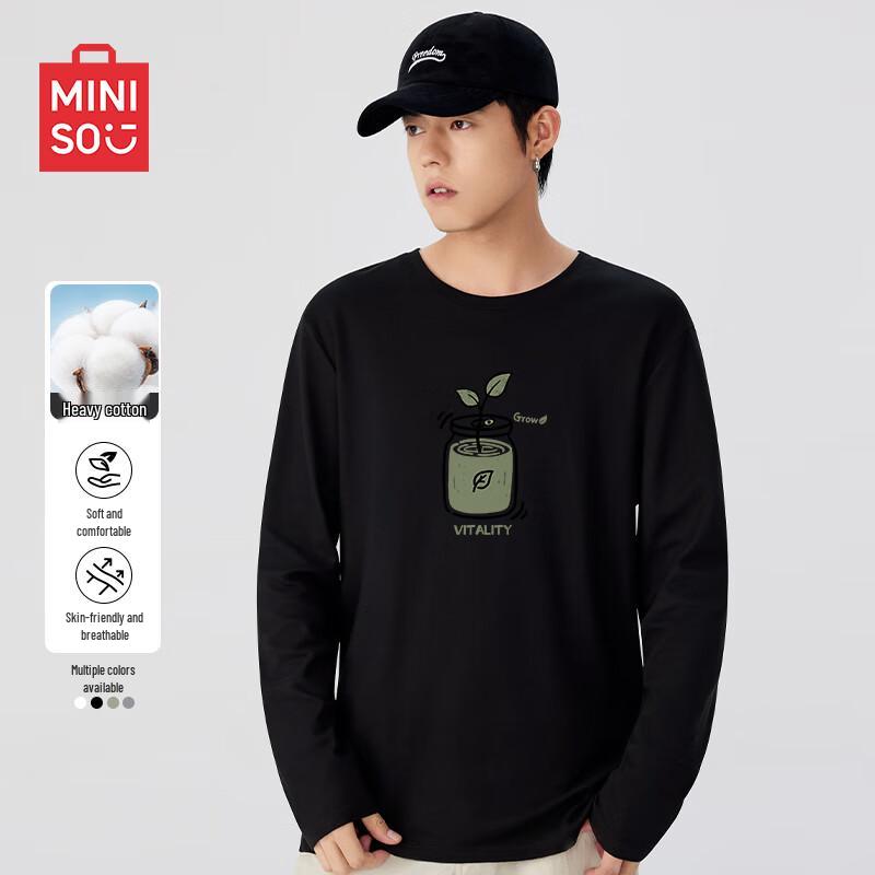 

MINISO Men s Pure Cotton Loose Fit Long Sleeve T-Shirt 3XL