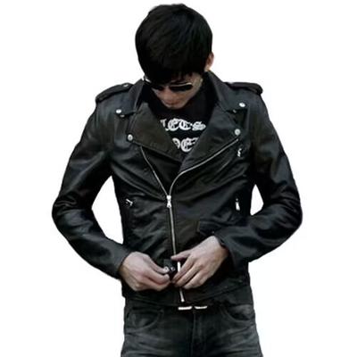 Classical Motorcycle Oblique Zipper Jackets Men Leather Jacket Natural Calf Skin Thick Slim Cowhide Moto Jacket Man