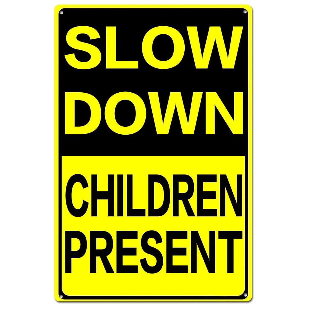 Retro Metalowe Tabliczki Spowalniaj Dzieci i Zwierzęta przy zabawie Plakaty Vintage do Domu Ogrodu Baru Jaskini Mężczyzny Kawiarni Dekoracja Ścienna Biura Prezent