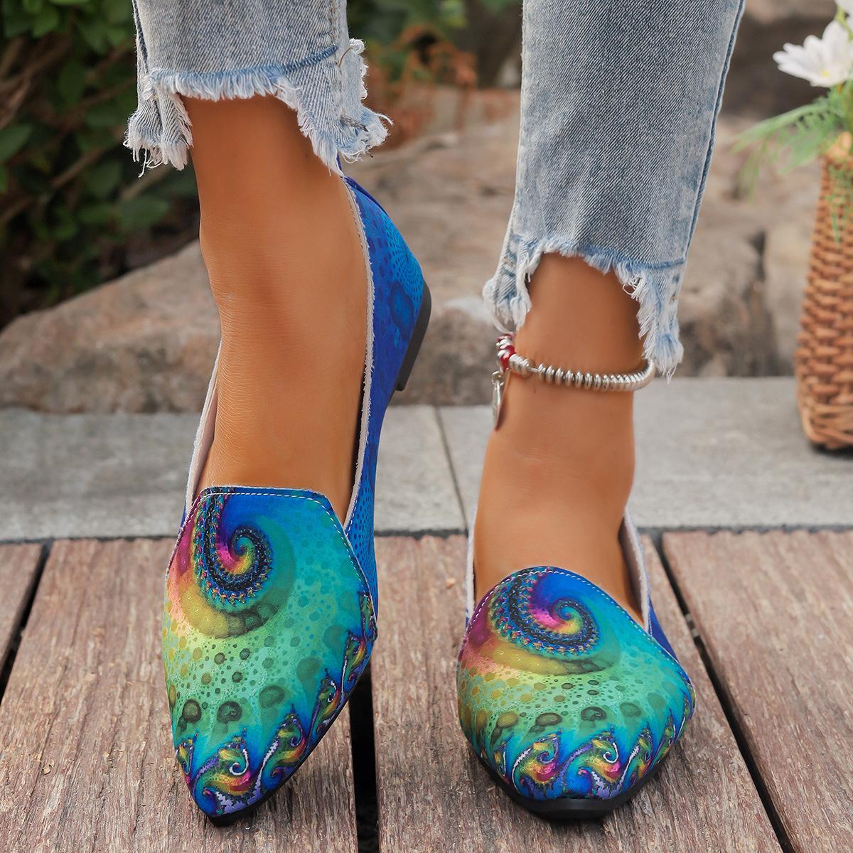 

2025 foreign trade large size women s shoes colored pointed single flat bottom one pedal shallow mouth foot cover casual shoes lazy shoes 36 синий