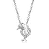 Kawaii Dolphin Necklace for Women Cute Pendant Gold Heart Cubic Zirconia Choker Chains On Neck Jewelry Gifts N148