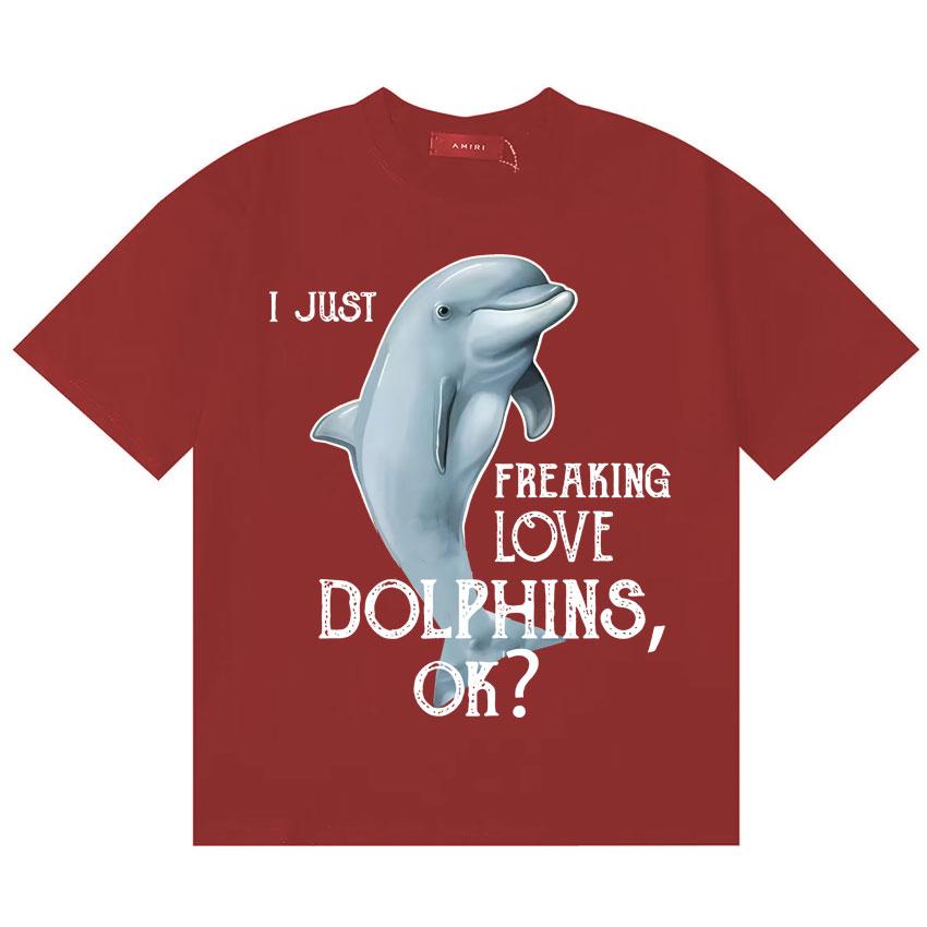 

I Just Freaking Love Dolphin Print Tshirts Crewneck Oversized Streetwear T Shirts Unisexs Women Casual Humor Short Sleeve Tshirt S