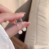 Silver Plated Alloy Pearl Dangle Earrings With Sparkling Cubic Zirconia Gift For Women For Wedding Date Party Daily Wear