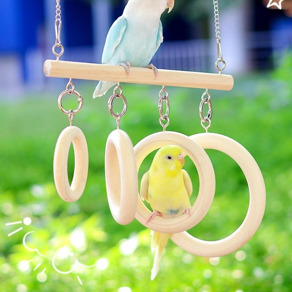 Birds Climbing Parakeet Loop Tunnel Wooden Bird Perch Swing Parrot Ladder Cage Accessories
