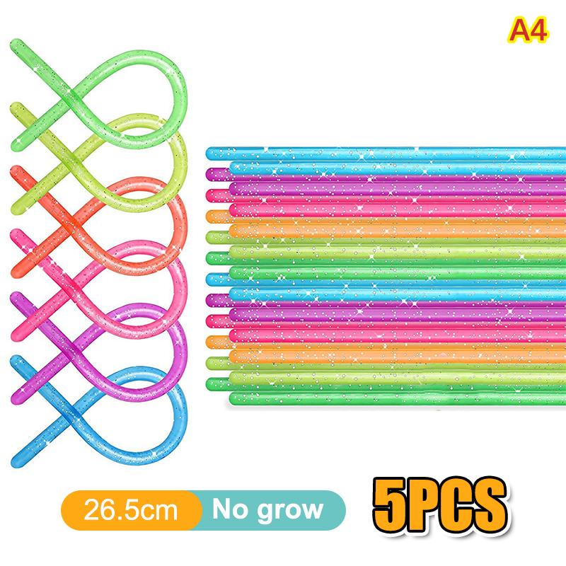 5pcs Simulated Elastic Decompression Noodles Stretchy String Fidgets Sensory Toys Strengthen Arms Stress Reliever Toys
