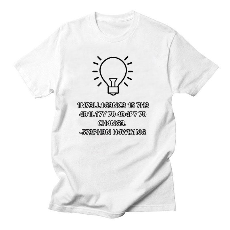 

Creative Men TShirts Funny Geek Tops Intelligence Is The Ability To Adapt Change Letters Print Tee Male T Shirt 4XL