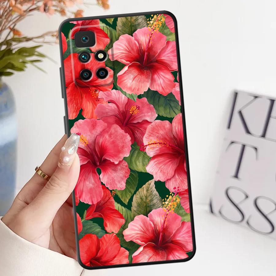 

Розовый чехол с цветами для Xiaomi Redmi 10 K60 13C 12C 9A 9C 9T A1 A2 Plus A5 K40 K50 Gaming 12 Мягкая задняя крышка телефона Redmi 9T