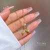 Light Luxury Full Diamond Micro-Inlaid Zircon Fishtail Pink Diamond Necklace Copper Electroplated Real Gold Pendant