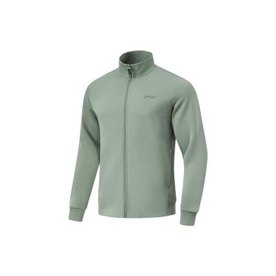 Li Ning Plain Stand Collar Sports Long Sleeve Hoodie Men Hoodies Gray-Green AWDT799-4