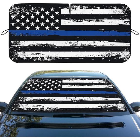 American Flag Windshield Sunshades, UV Protection, Blocks Sunlight, Fits Most Sedans & SUVs, 59" L X 31.5" W