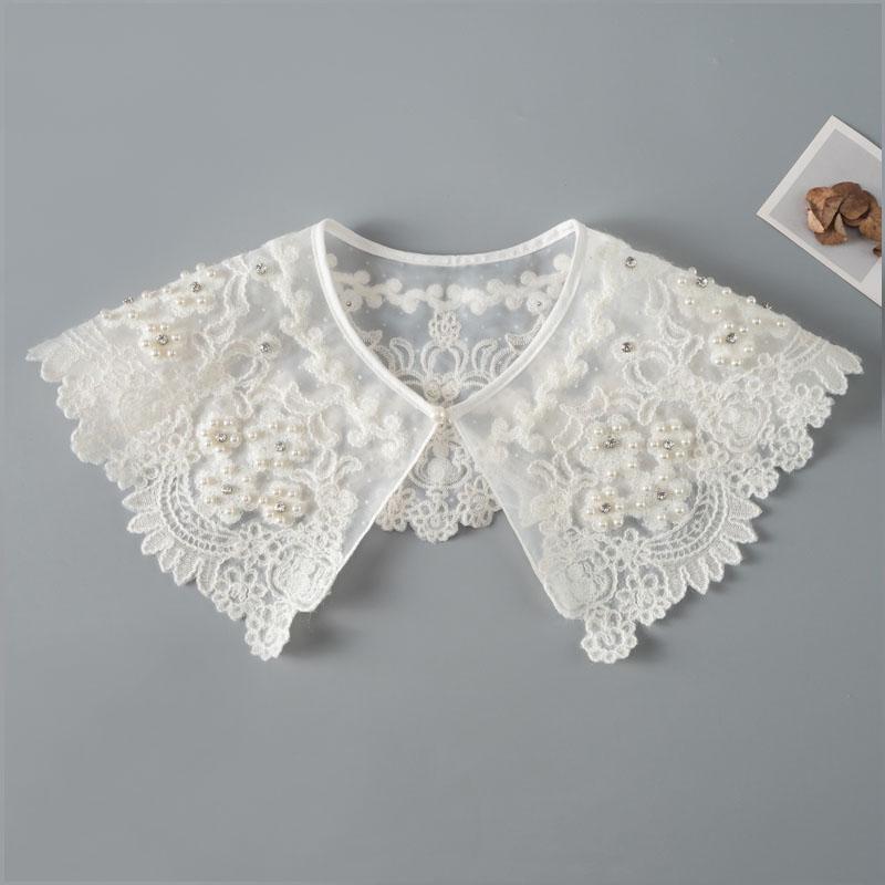 Perfect Match Pink Women Scarf Shawl Detachable Collar Tie Necklace Embroidery Lapel Fake False Collar Woman Lace Tie Neckwear Nep Kraagie