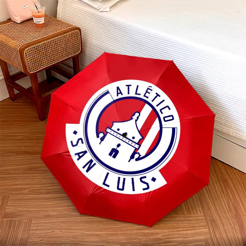 Atlético San Luis  pattern, automatic folding umbrella, portable and foldable design, 8 ribs, a Christmas or birthday gift.