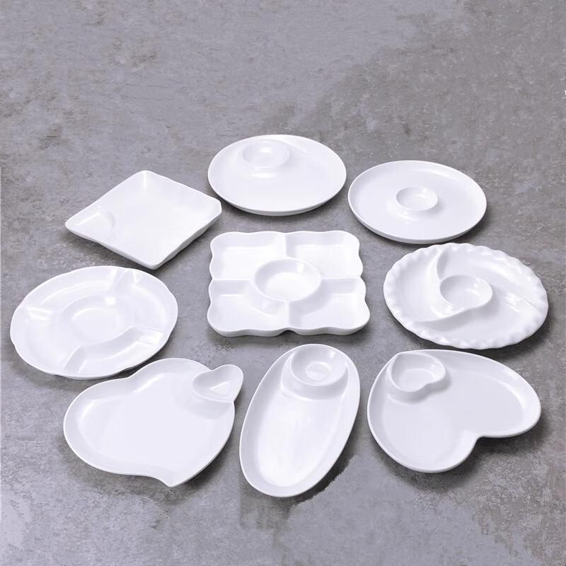 10-inch White Ceramic Polygonal Serving Plate with Double Handles
