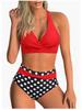 High Waist Print Triangle Two Piece Bikini Swimsuit Comfortable Fashion For Beach Holiday