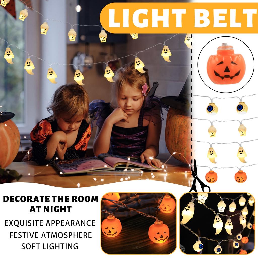 Pumpkins Ghost Skulls Holiday Party Decoration Light LED Halloween Ghost Festival Pumpkins Light String