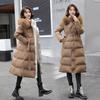 Autumn and winter new big fur collar medium and long slim and thin down cotton clothes women's coat
