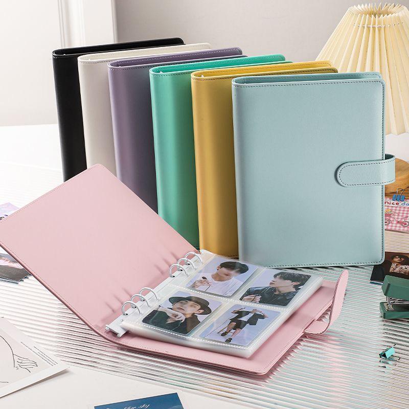 A5 PU Leather Card and Photo Album, Xiaohongshu Style - High-Value, Solid Color Design, Ideal for Star-Collecting and Card Storage