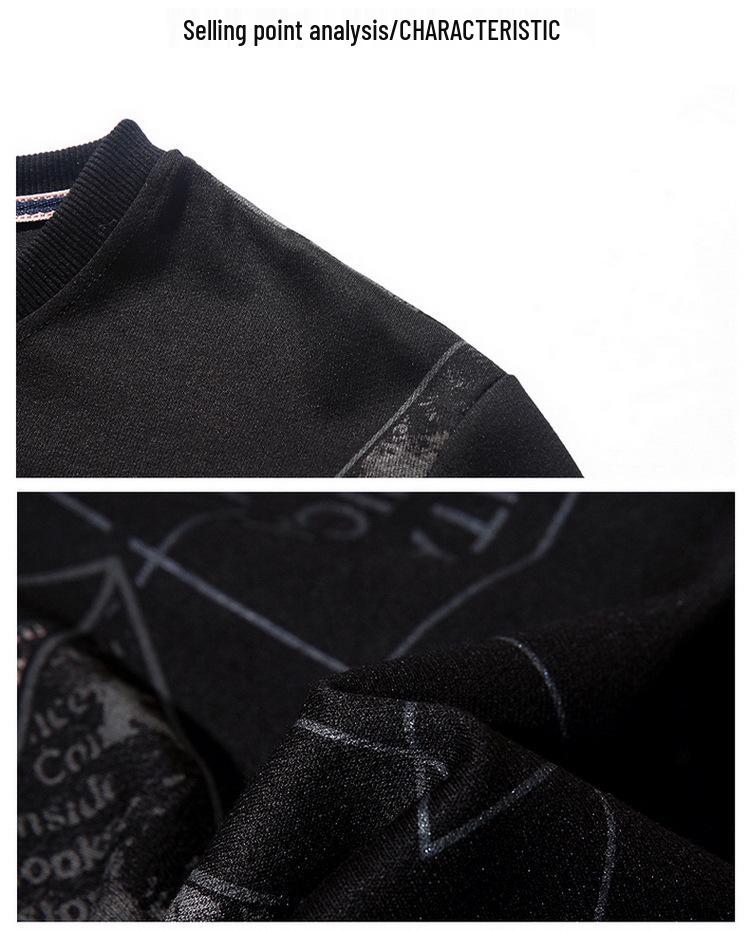 2020 Autumn/Winter Youth Plus Size Men's Velvet Thick Round Neck Trendy Sweatshirt