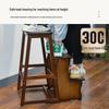 Multi-Functional Folding Indoor Wooden 2-in-1 Step Stool and Ladder - Three-Step Small Climbing Chair