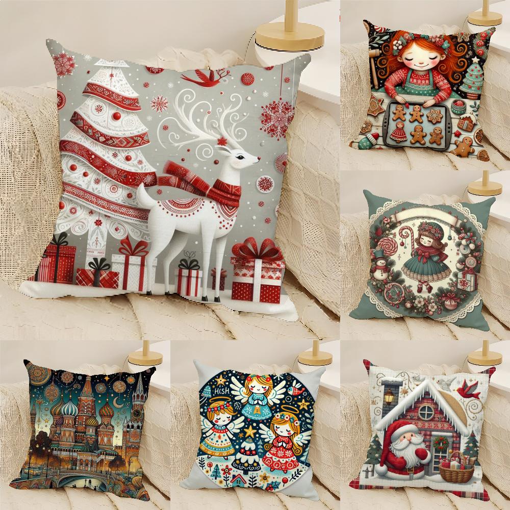 Nordic Style Classic Doll Print Pillow Case Linen Pillow Case Sofa Home Decor Cushion Cover Cushion Cove