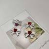 Electroplated Alloy Double-Sided Bow Tie Jewelry with Rhinestone Inlay