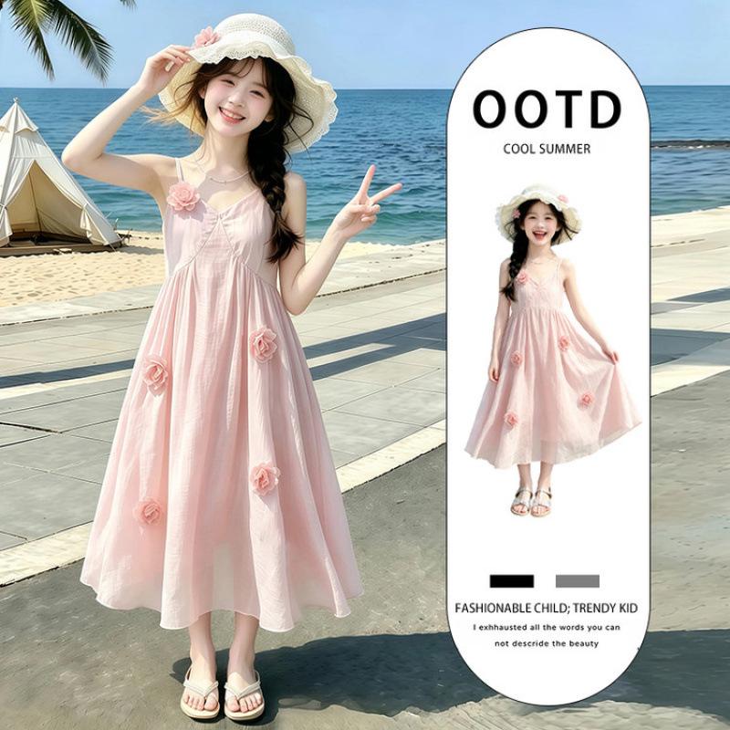 Girls' Floral Summer Beach Dress 2026 - Stylish Strappy Holiday Dress