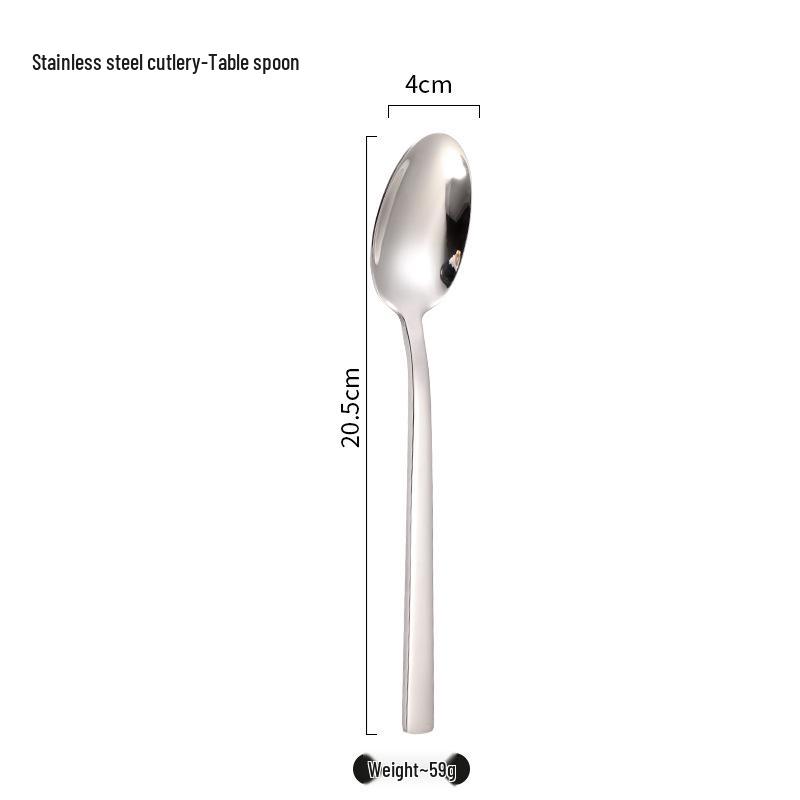 Square Handle Stainless Steel Cutlery Set: Knife, Fork, and Spoon for Hotels and Restaurants.