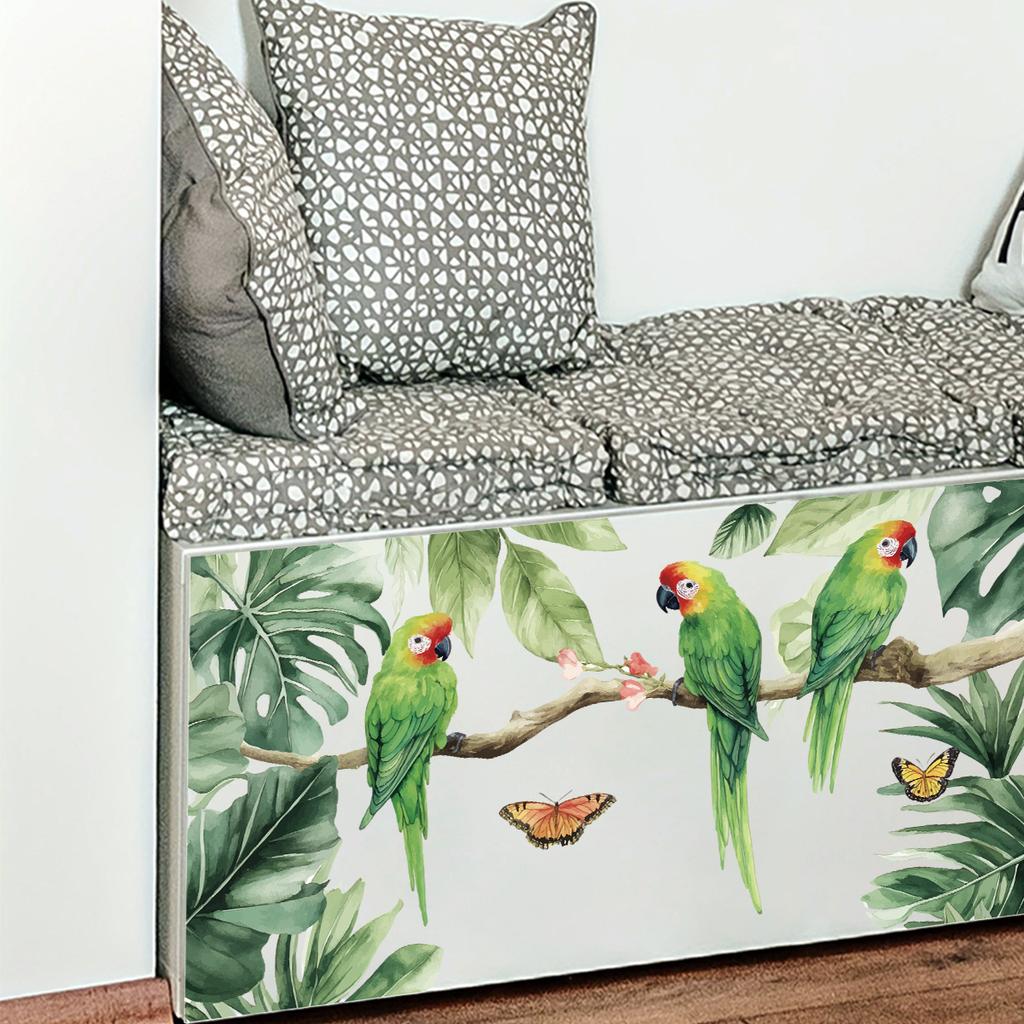 Green plant parrot bedroom living room entrance home background beautification self-adhesive wall stickers