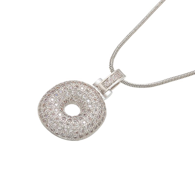 ZHUKOU Silver color Bubble initial letters necklaces 26 letters pendants necklaces for women Brass CZ Jewelry VL34