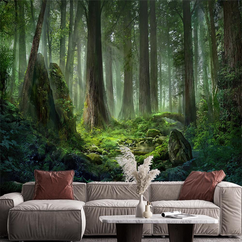 Forest Wallpaper Nature Landscape Green Forest Mural Bedroom Living Room Wall Mural Home Decor