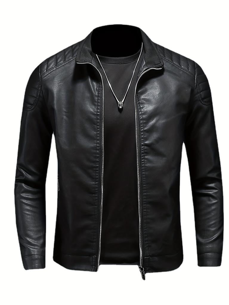 Men's Casual Jacket Stand Collar Motorcycle TOP -  Breathable, Durable Fabric - For Everyday Wear & Outdoor Activities - Ideal Gift for Men