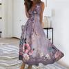 Women's Summer Fashion Retro Print V-Neck Sleeveless Long Dress