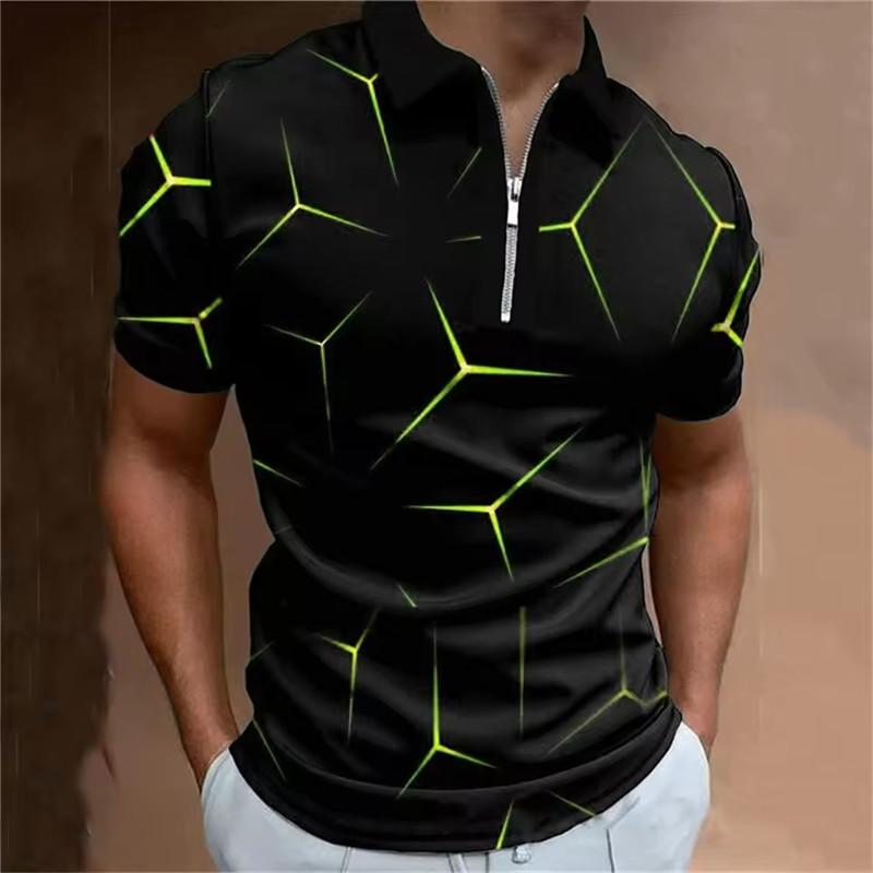 T-shirt short sleeved 3D printed fashion abstract geometric pattern POLO T-shirt