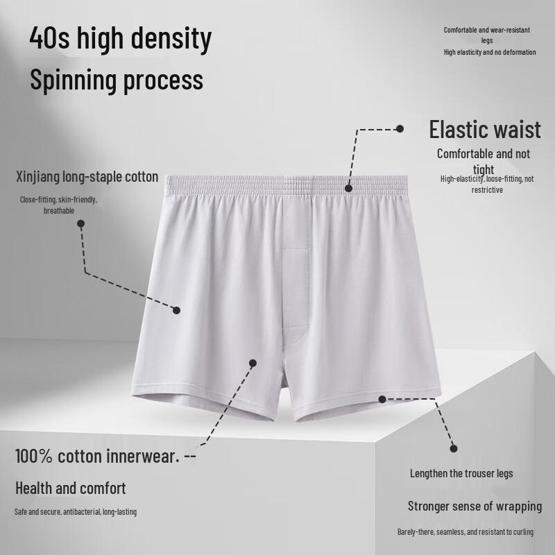 MiiOW Men's 40S Pure Cotton Antibacterial Boxer Shorts 2-Pack