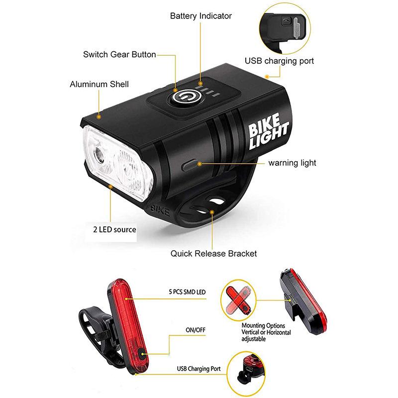 Bicycle Light Night Riding Flashlight Headlight Rainproof Rechargeable Mountain Road Children'S Bicycle Light Cycling Equipment