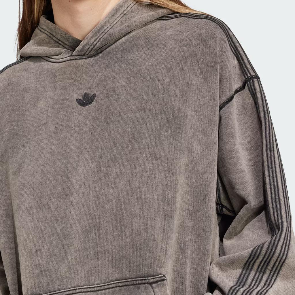 adidas Premium Essentials Retro Washed Hoodie Black Men Streetwear JD0245