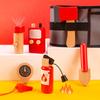 Firefighter Costume Waist Bag for Kids Toddlers Pretend Toy Wooden Fireman Role Play Accessories with Fire Hydrant