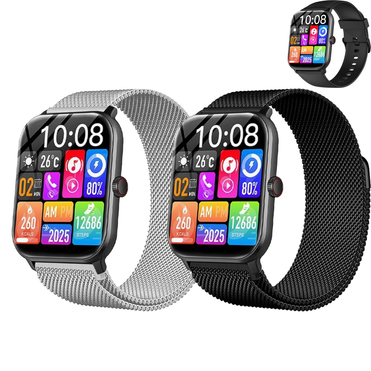 

SUNZHXIN [2-Pack] Magnetic Replacement Strap for HOIBAI KW105-G01, 1.9-inch, 22mm, Breathable, Adjustable, Comfortable, Waterproof, Sweatproof, Easy