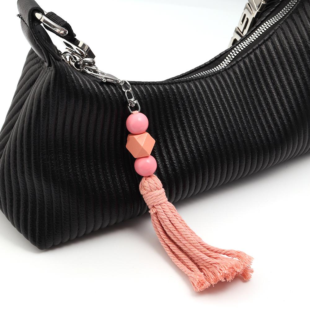 1Pcs 20cm Multicolor Handwoven Tassel Keychain Charm Acrylic Beads Key Chain For DIY Men Women Handbag Accessories Jewelry Gifts