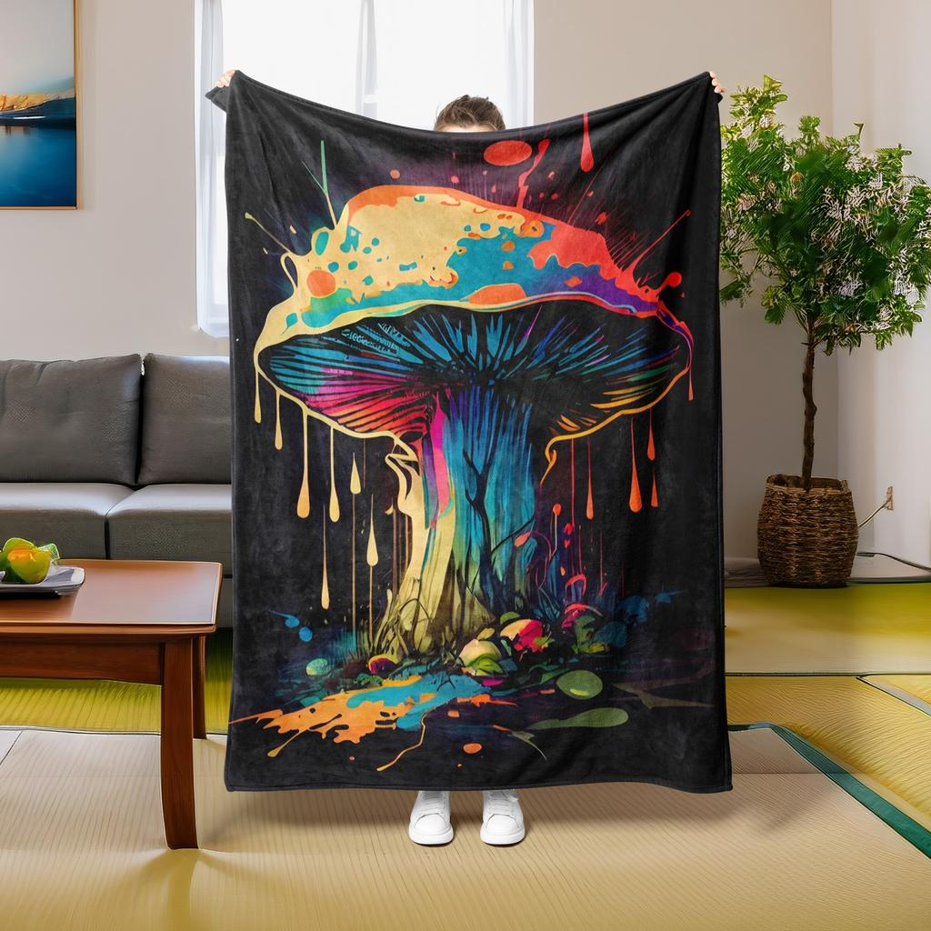 1PC Throw Fantasy Mushroom Flannel Blanket Forest Mushroom arts Bohemia style Soft thin Blankets for Home Car Camping Nap Picnic