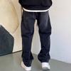 Jeans Denim da Uomo Taglie Forti, Taglia Grande, Casual, Morbido, Coulisse, Gamba Dritta Larga