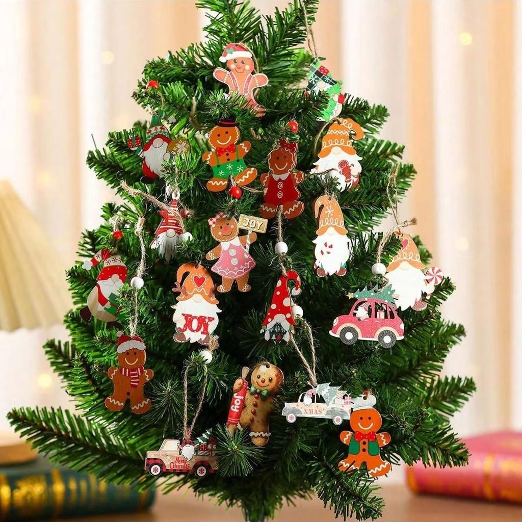 12pcs/set Faceless Old Man Christmas Wooden Pendant Box Set Christmas Tree Small Pendant Christmas