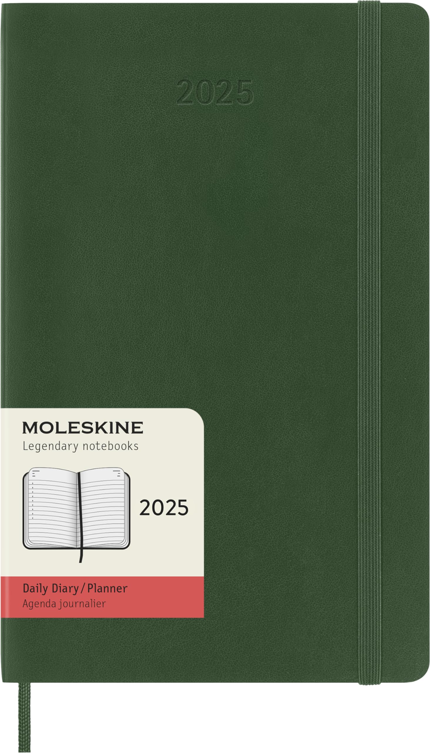 

Moleskine 2025 Planner, January Start, 1 Page Per Day, 12-Month Daily Diary, Large Size (13cm W x 21cm H), Soft Cover, Myrtle Green, DSK1512DC3Y25