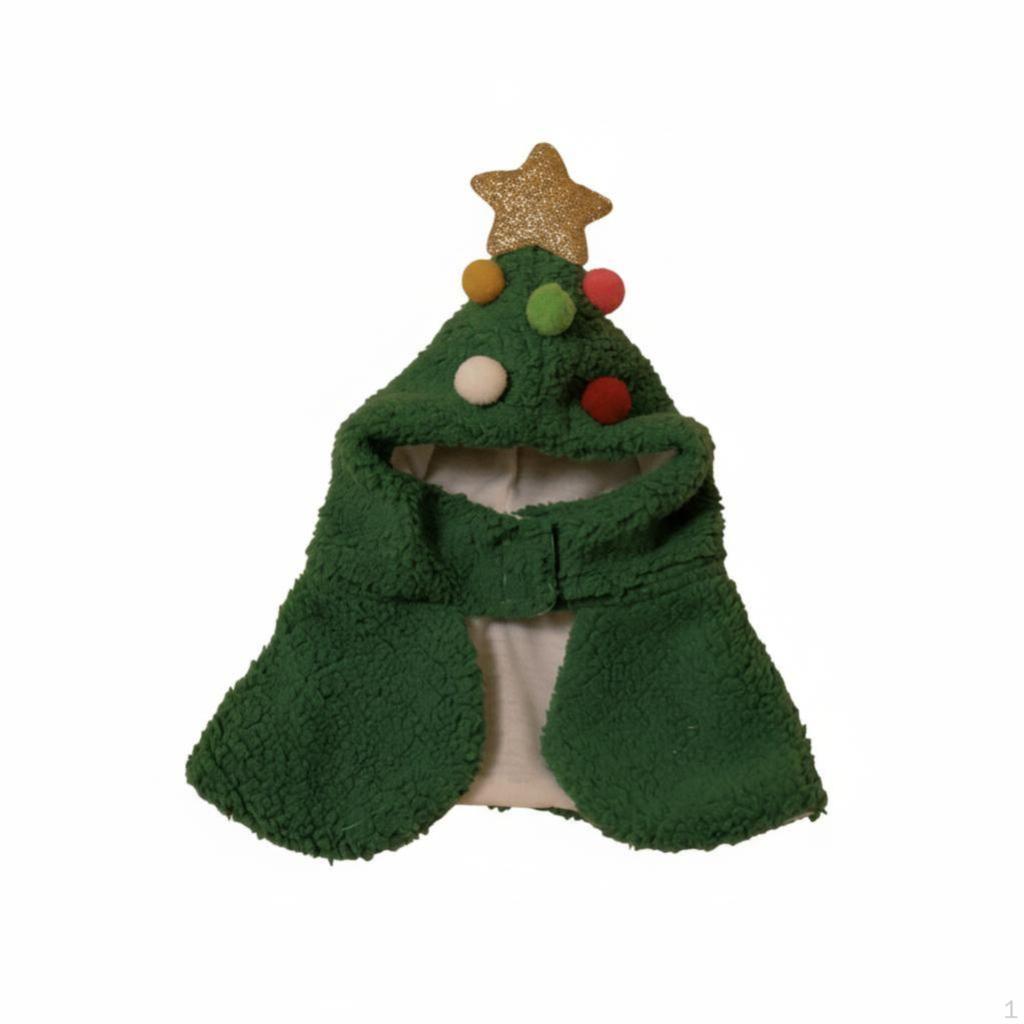 Christmas Tree Plush Cloak, Soft Pet Costume, Holiday Decor M